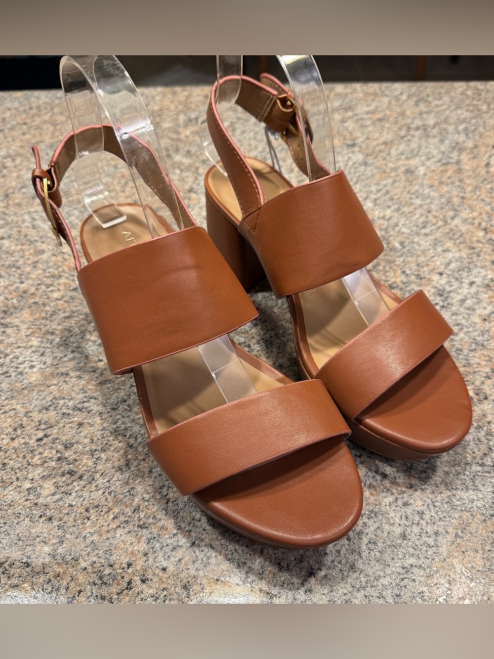 AEROSOLES Women's Camilia Platform Sandals in cognac. Size 7